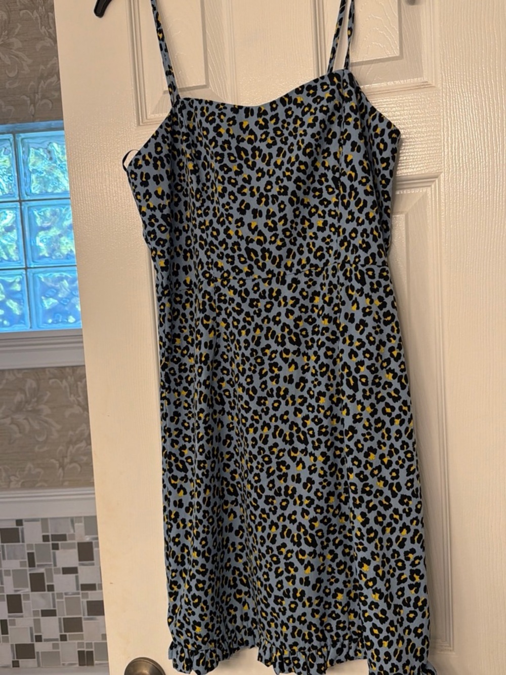 Sugarlips Light Blue Leopard Print Mini Slip Dress